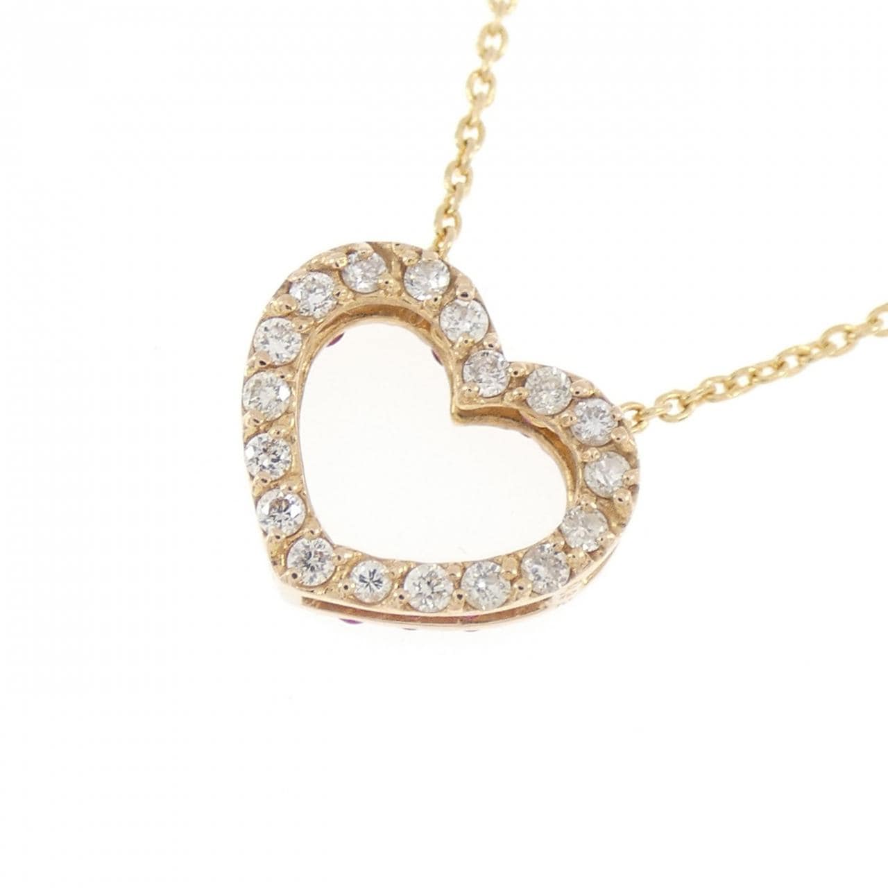 K18YG ハート ルビー ネックレス 0.22CT