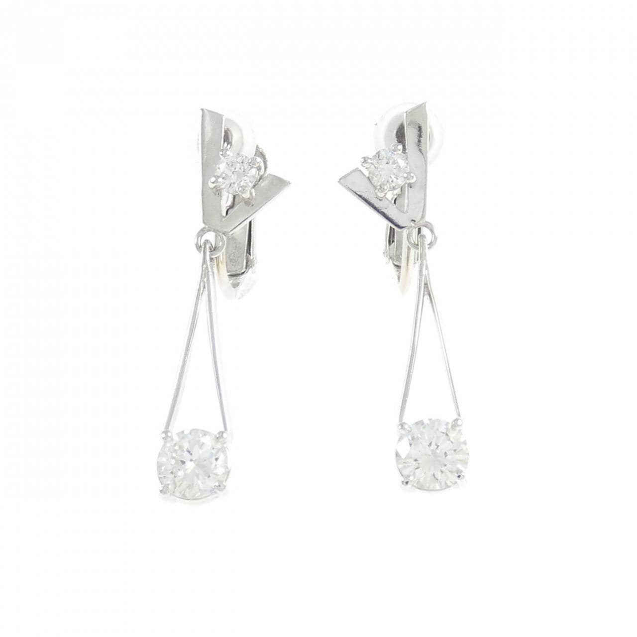 PT900/K14WG鑽石耳夹1.06克拉