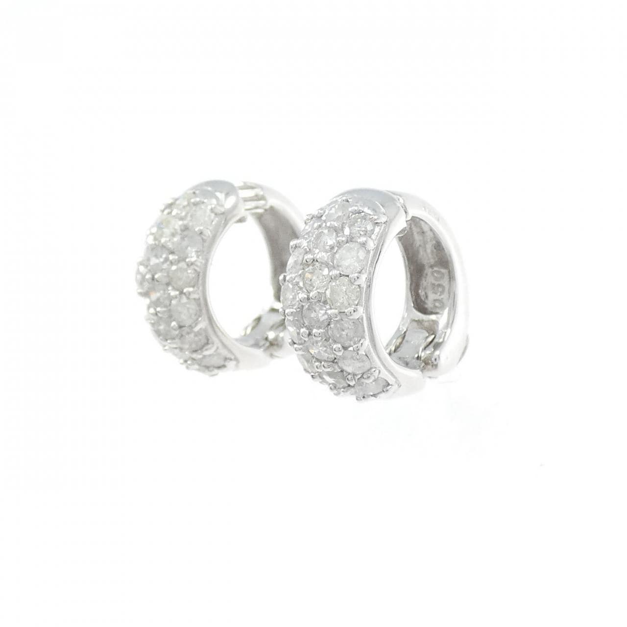 K18WG パヴェ ダイヤモンド イヤリング 1.00CT