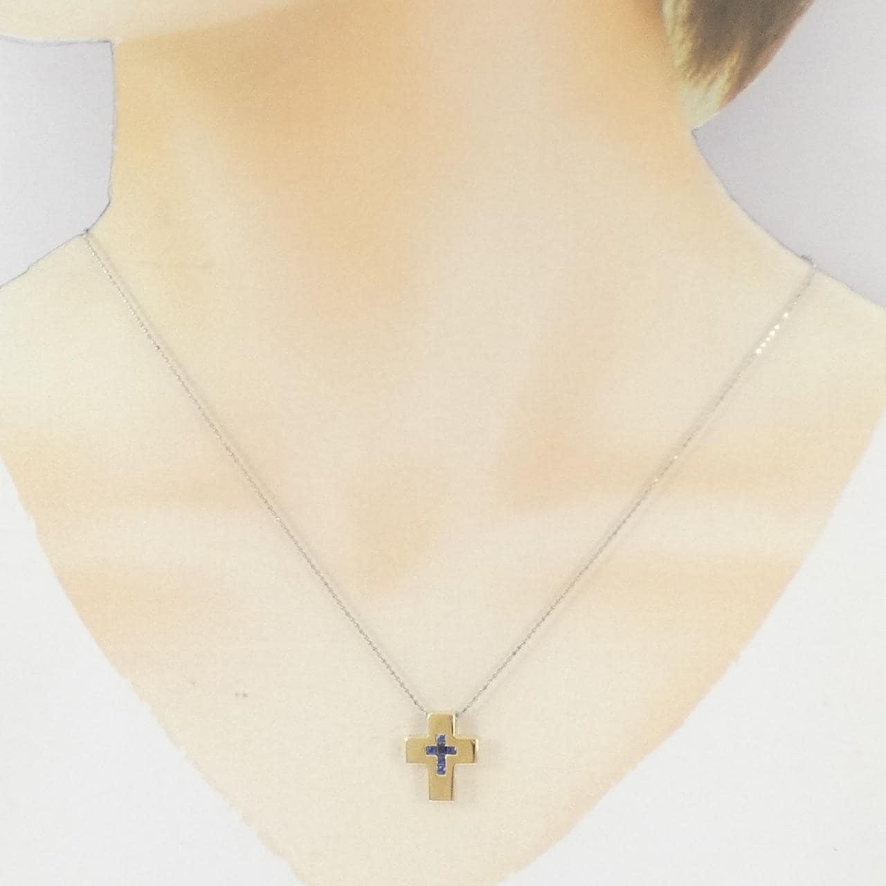 K18/K18WG/PT850 クロス サファイヤ ネックレス 0.20CT