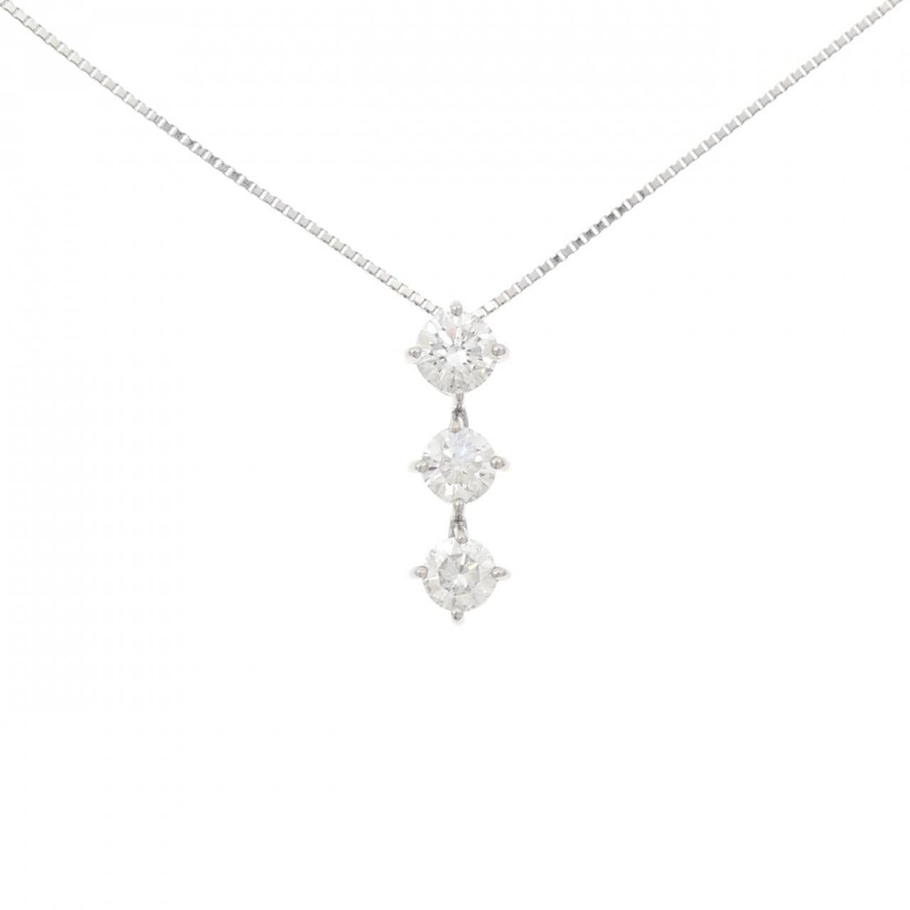 PT900/PT850 スリーストーン ダイヤモンド ネックレス 1.020CT