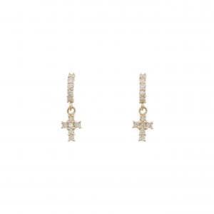 K18YG クロス ダイヤモンド ピアス 0.20CT