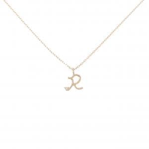 K18PG イニシャルR ダイヤモンド ネックレス 0.01CT