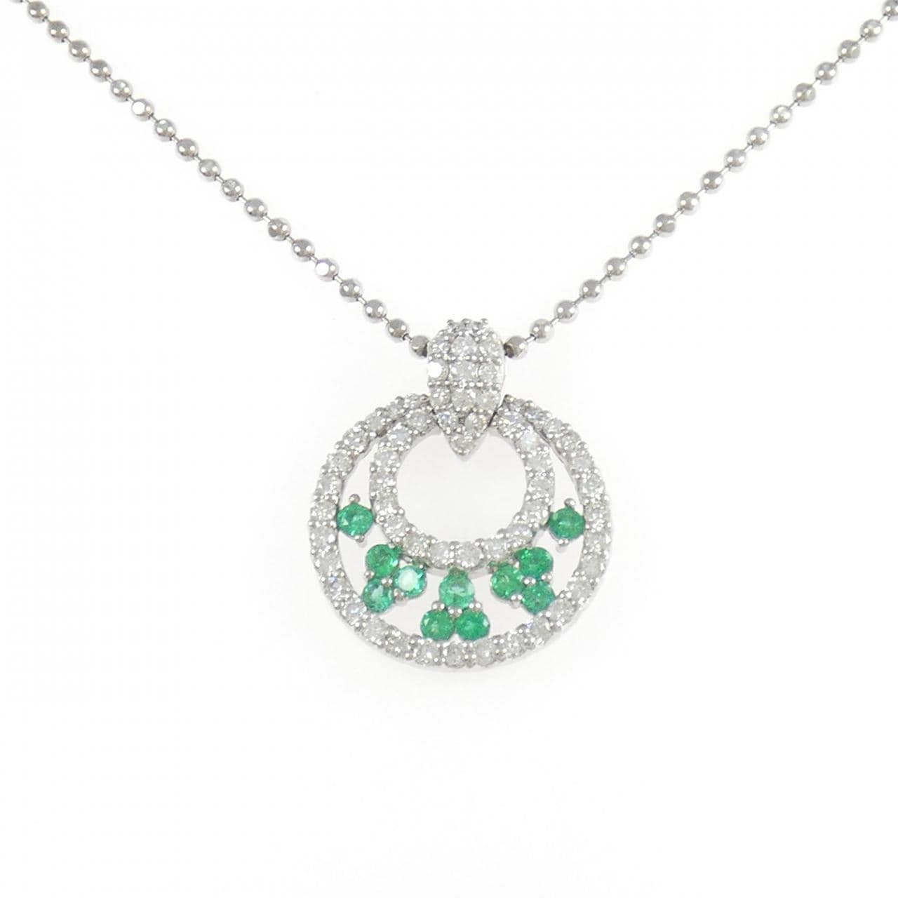 PT900/PT850 エメラルド ネックレス 0.53CT