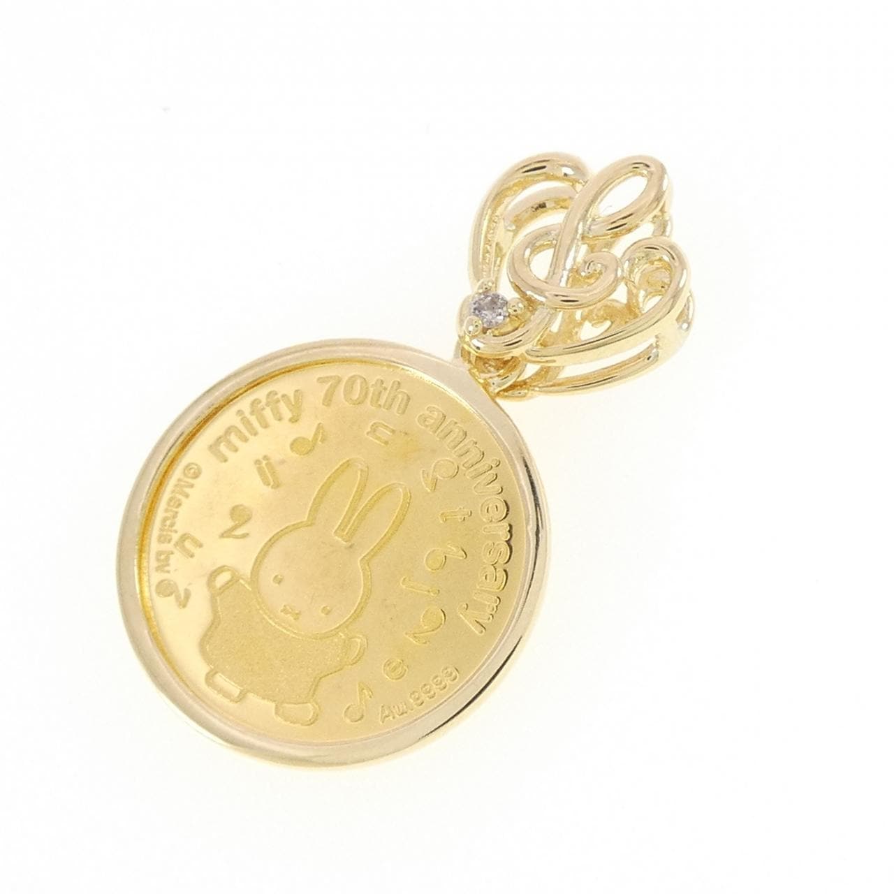 K18YG(枠) ダイヤモンド コイン ペンダント 0.01CT