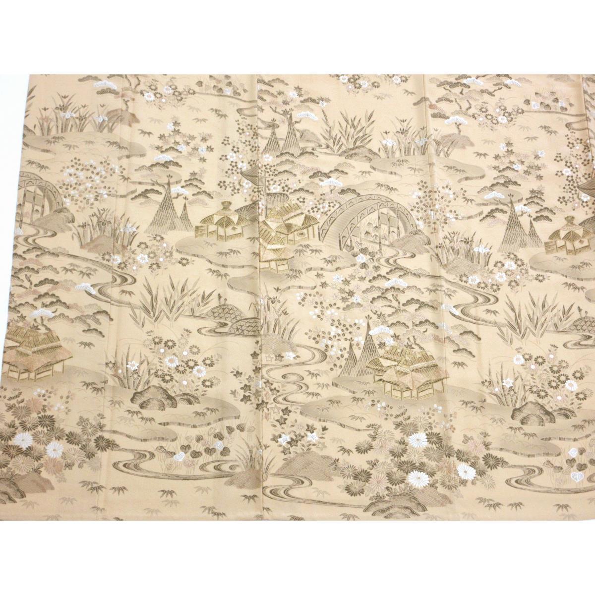 単衣　訪問着　友禅刺繍加工