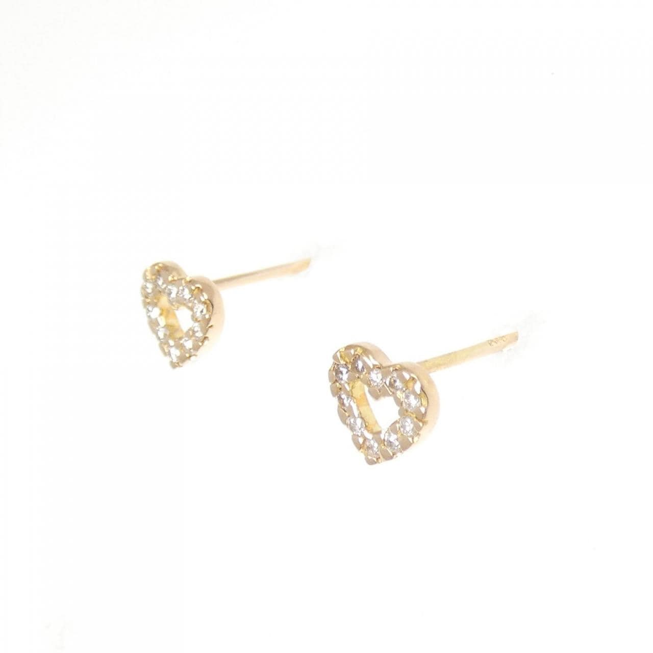 K18PG ハート ダイヤモンド ピアス 0.10CT