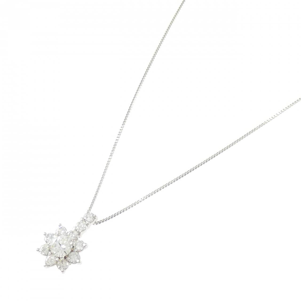 PT900/PT850 フラワー ダイヤモンド ネックレス 0.335CT