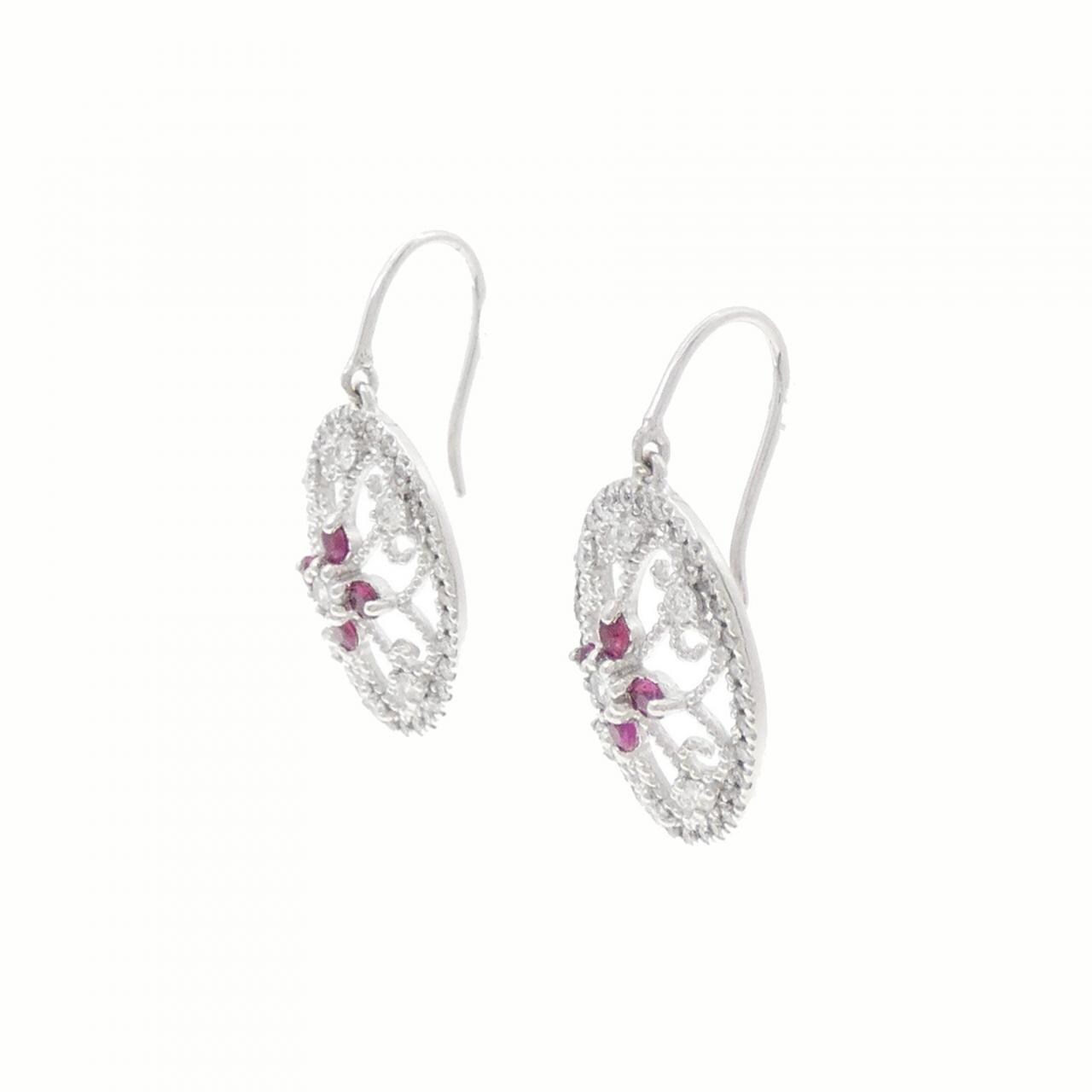 PT900 ルビー ピアス 0.36CT