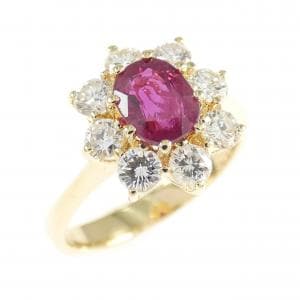 K18YG ルビー リング 0.88CT