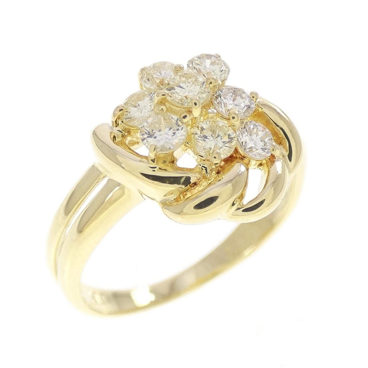 K18YG フラワー ダイヤモンド リング 0.53CT