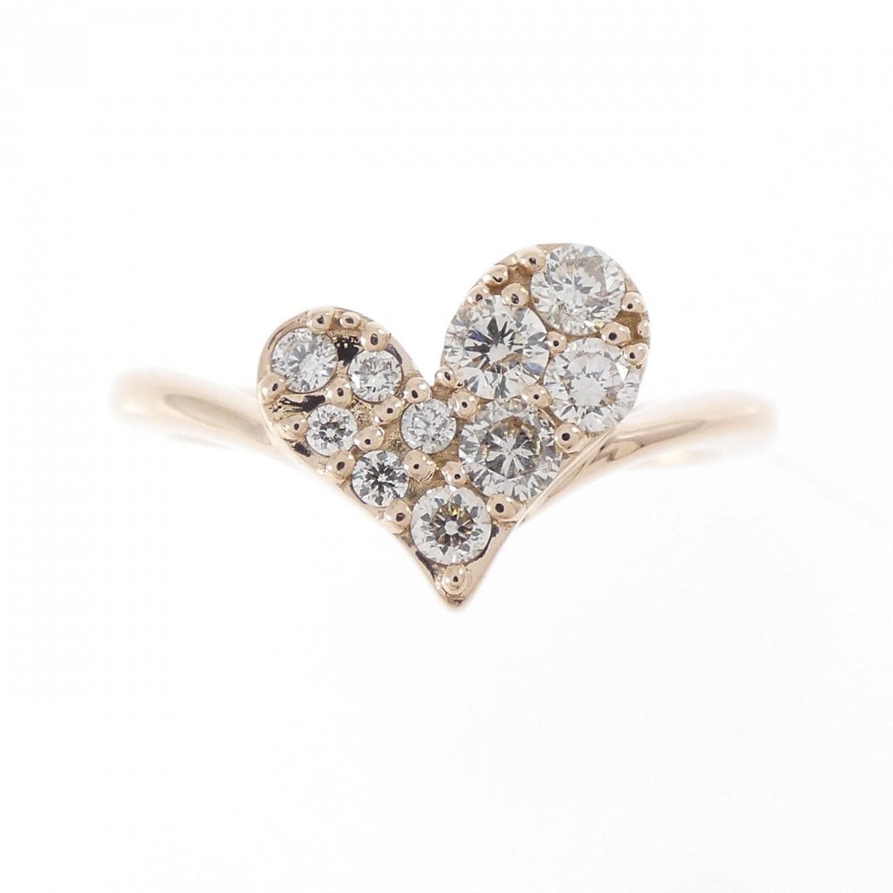 K18PG ハート ダイヤモンド リング 0.30CT