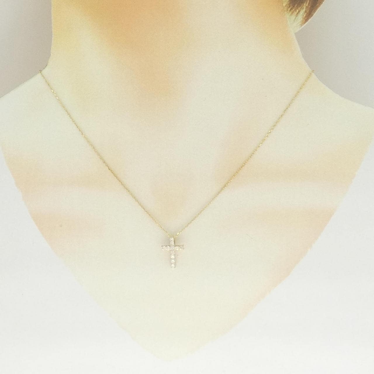 K18YG クロス ダイヤモンド ネックレス 0.23CT