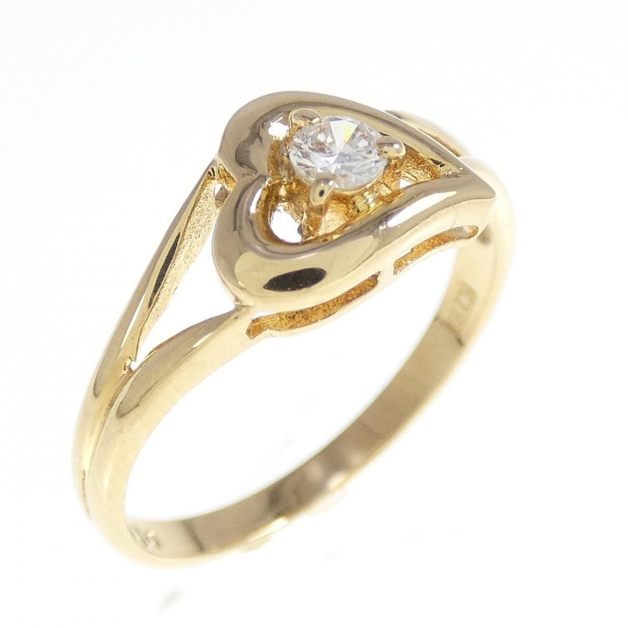 K18YG ハート ダイヤモンド リング 0.10CT