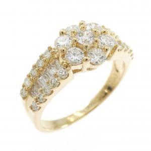 K18YG フラワー ダイヤモンド リング 1.00CT