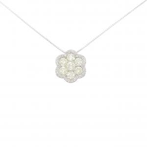 K18WG フラワー ダイヤモンド ネックレス 1.50CT