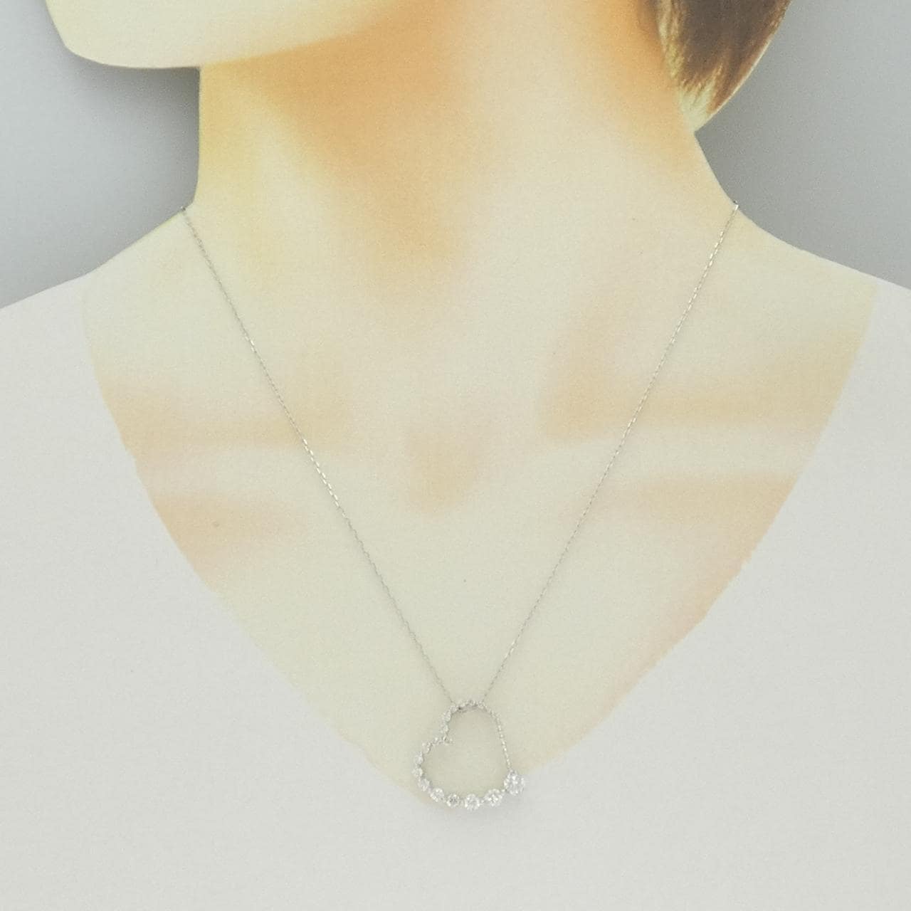 K18WG ハート ダイヤモンド ネックレス 1.000CT
