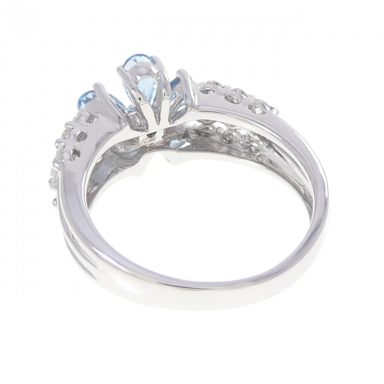 K18WG フラワー ブルートパーズ リング 1.17CT