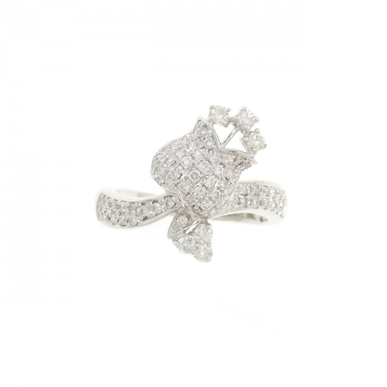 K18WG花朵鑽石戒指0.65CT