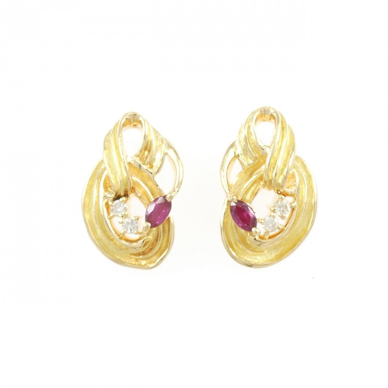 K18YG ルビー ピアス 0.32CT