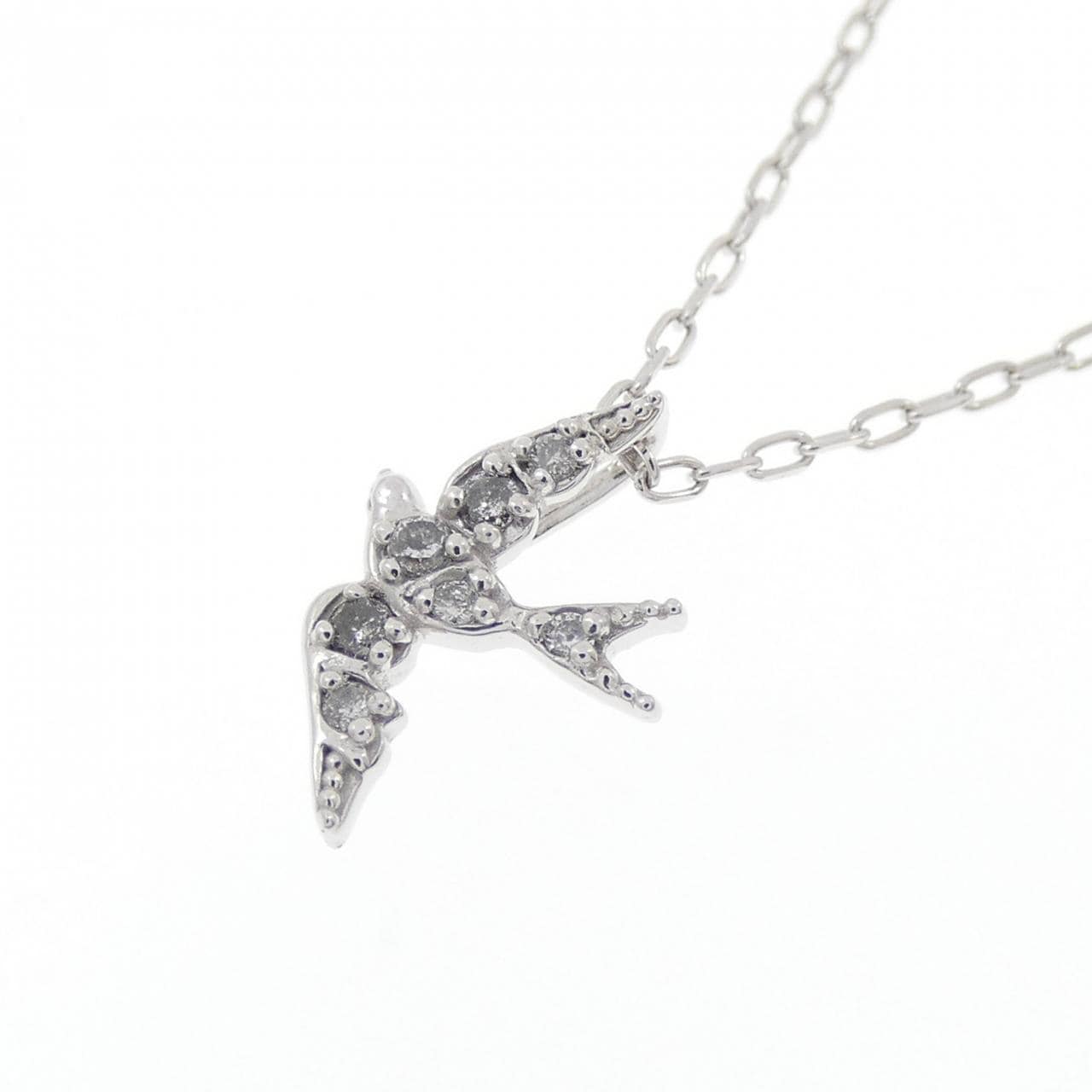 K18WG バード ダイヤモンド ネックレス 0.05CT