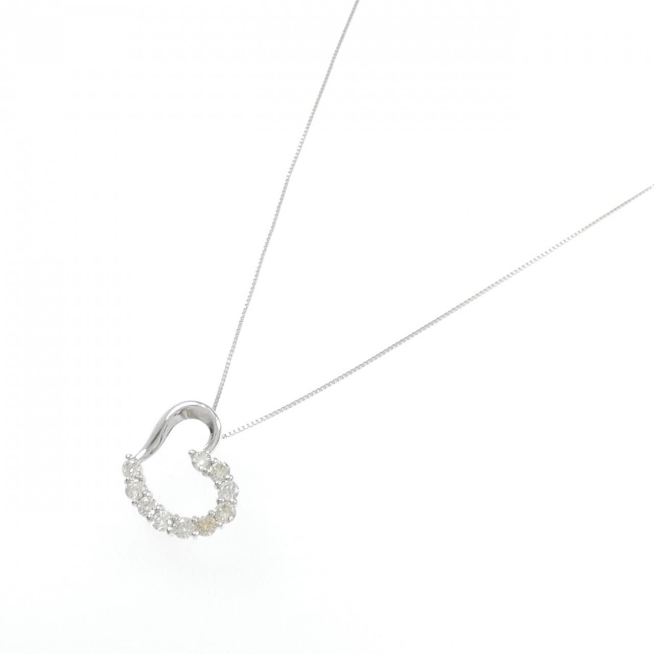 K10WG ハート ダイヤモンド ネックレス 0.40CT