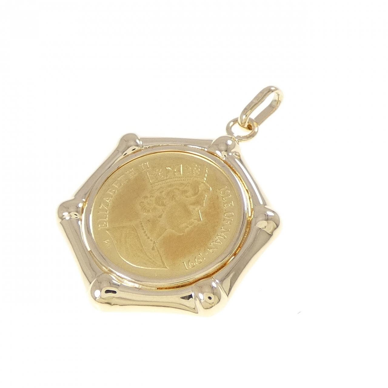 K18YG(枠) コイン ペンダント