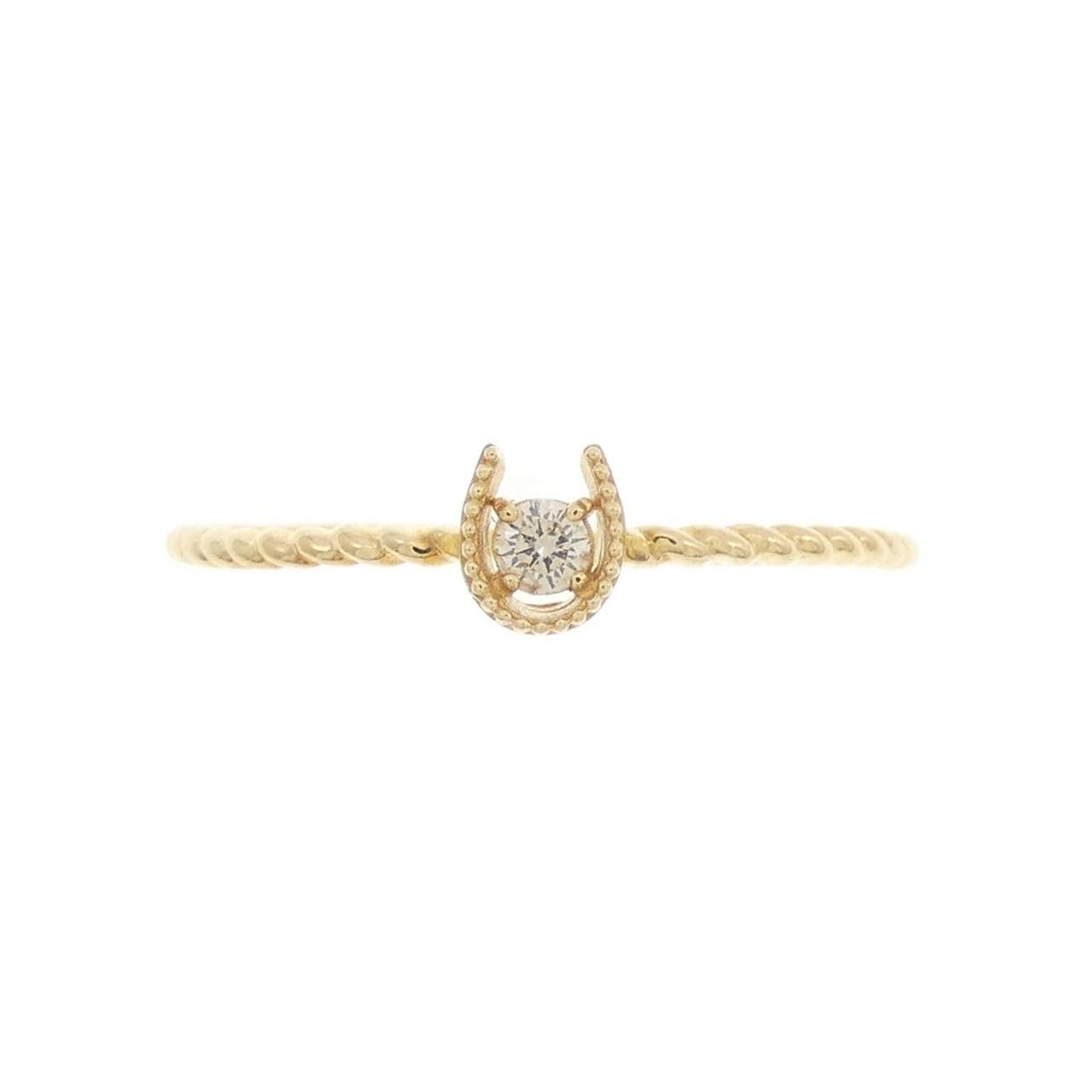 [BRAND NEW] K18YG Horseshoe Diamond Ring 0.03CT