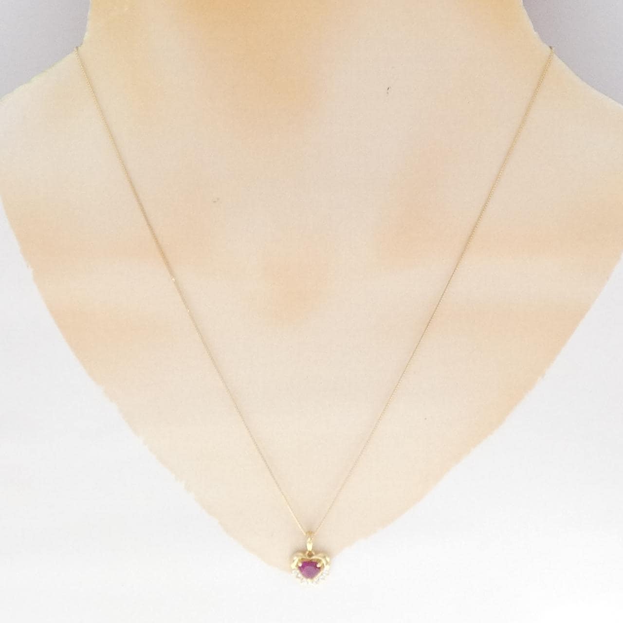 K18YG ハート ルビー ネックレス 0.55CT