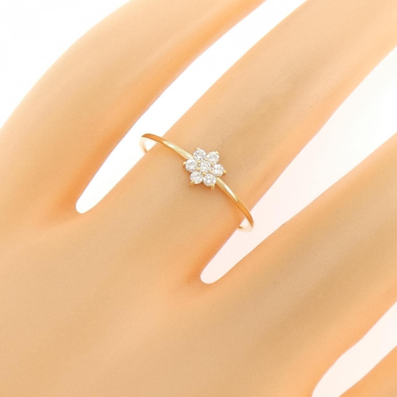 【リメイク】K18YG フラワー ダイヤモンド リング 0.10CT