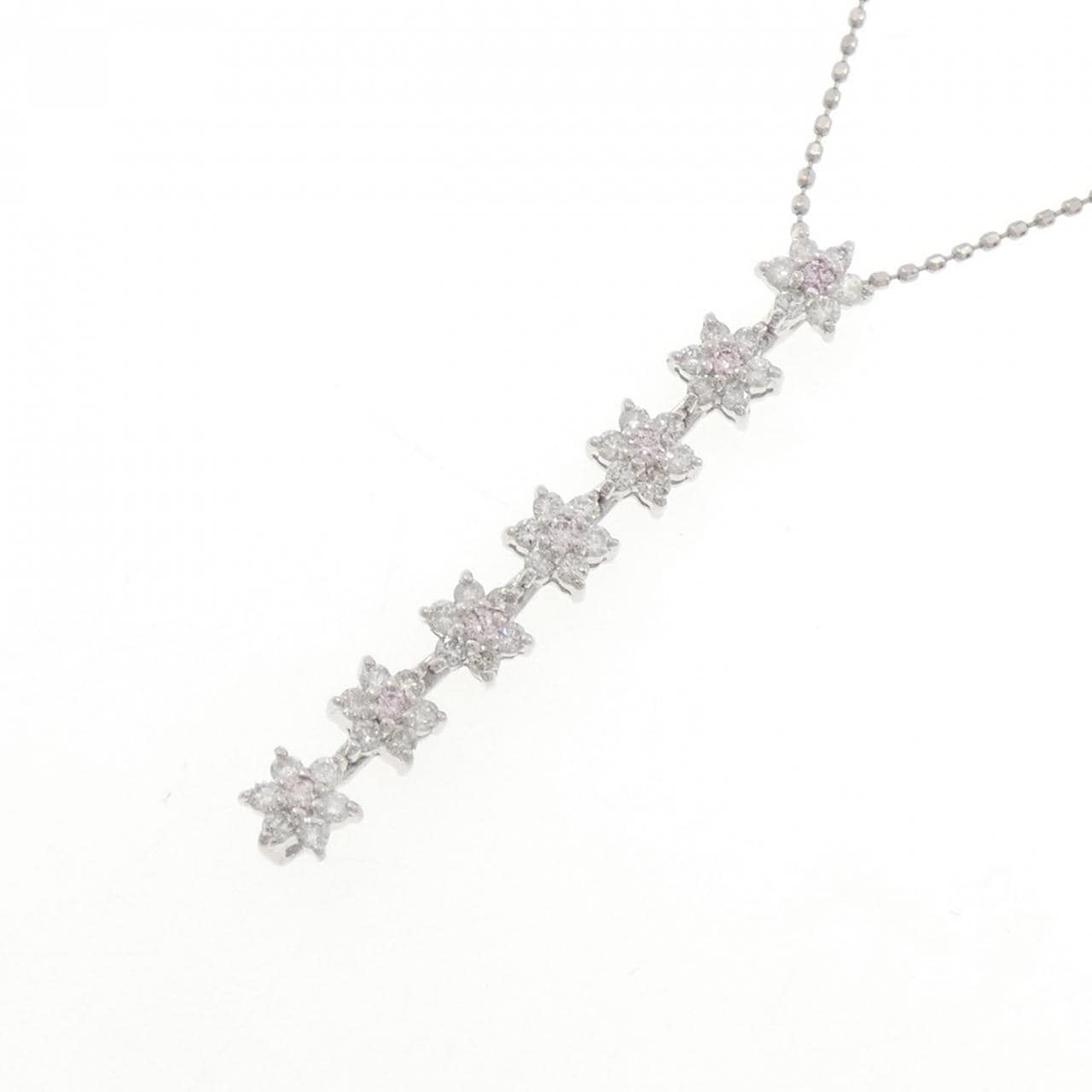 PT900/PT850 フラワー ダイヤモンド ネックレス 0.42CT
