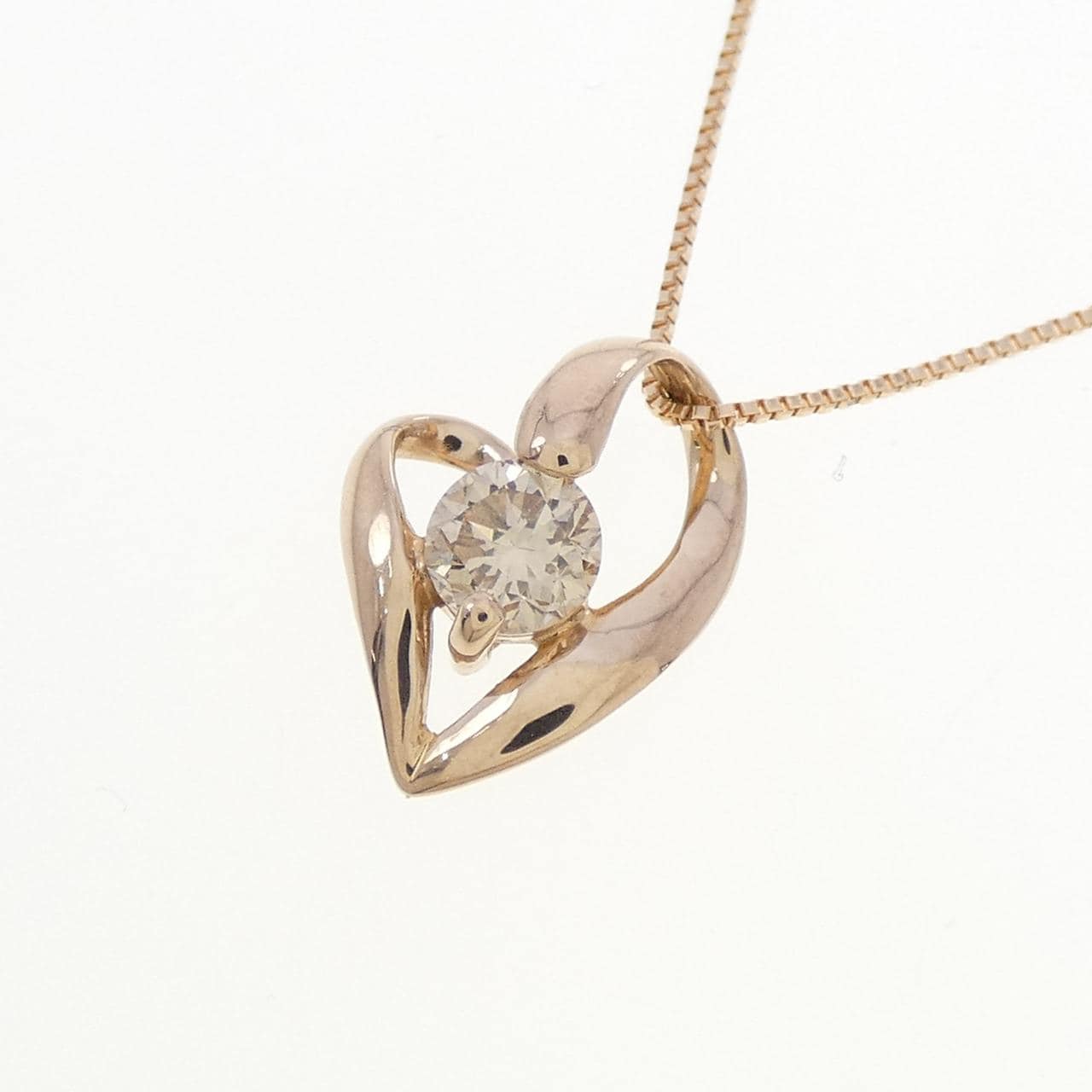 K18PG ハート ダイヤモンド ネックレス 0.30CT