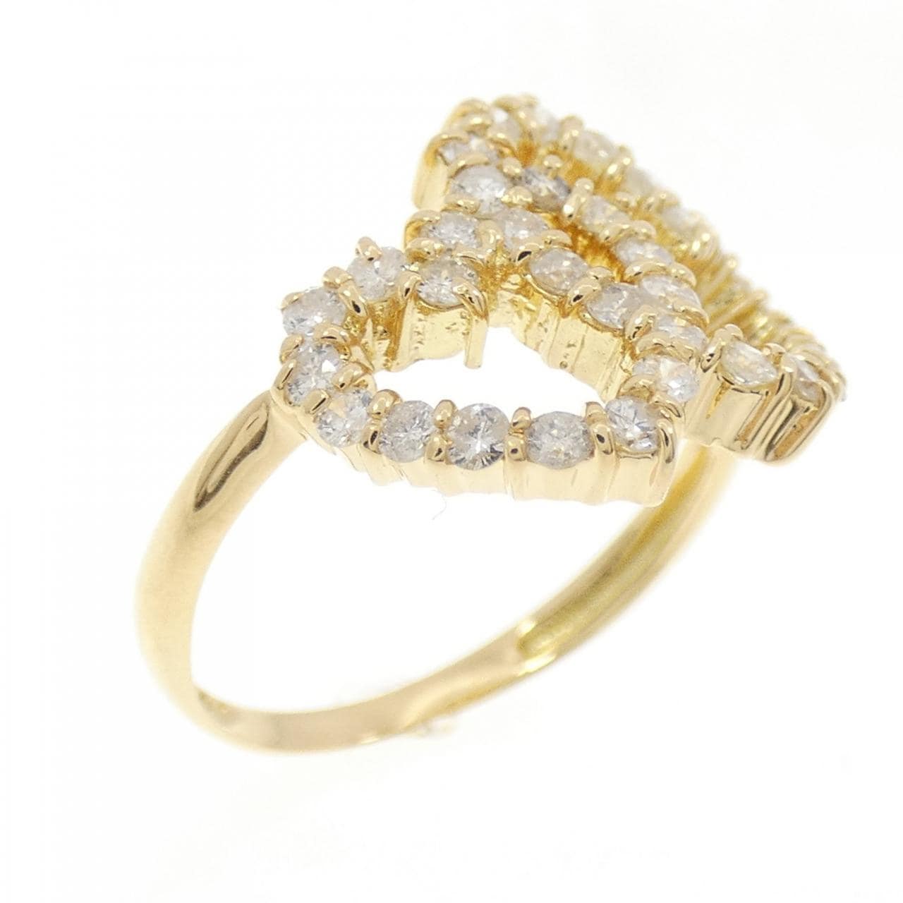 K18YG ハート ダイヤモンド リング