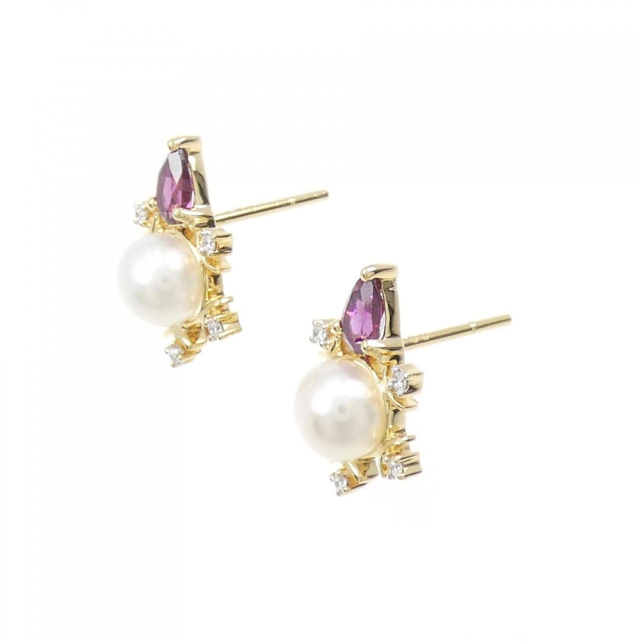 750YG/K18YG Snowflake colored stone earrings