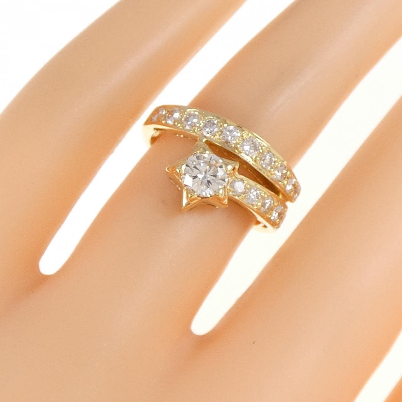 K18YG スター ダイヤモンド リング 0.37CT