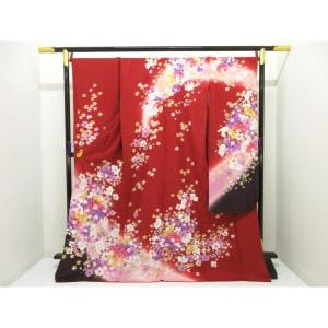 振袖　銀通しボカシ染　友禅金彩加工　刺繍入り　身幅Ｌ寸