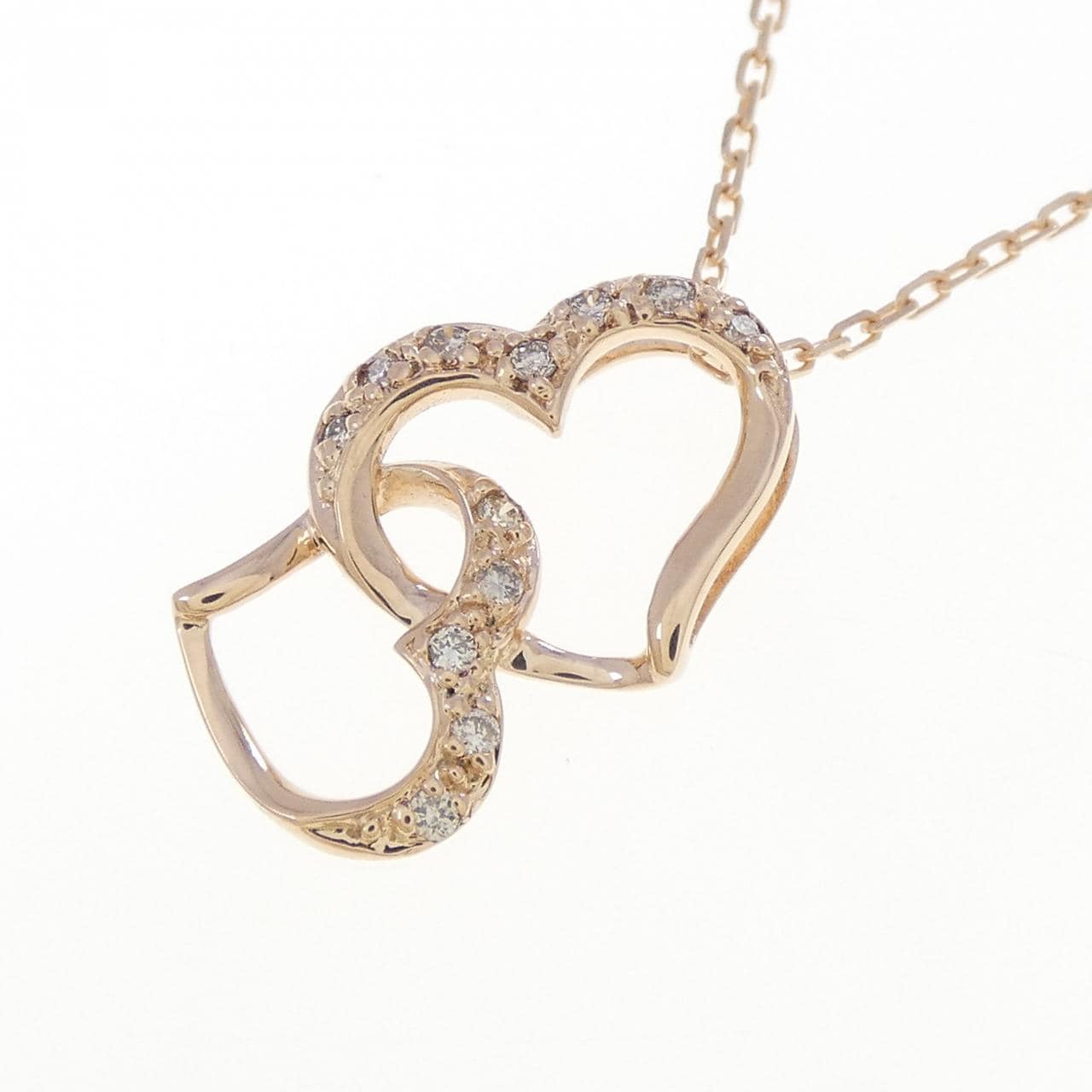 K10PG ハート ダイヤモンド ネックレス 0.06CT