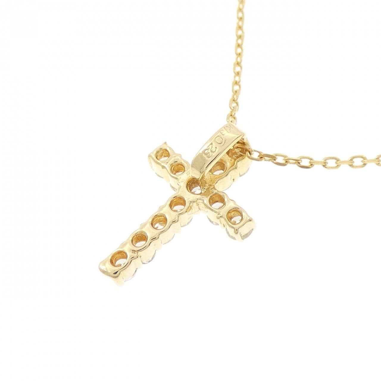 K18YG クロス ダイヤモンド ネックレス 0.23CT