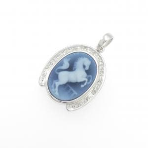 K18WG ホース メノウカメオ ペンダント