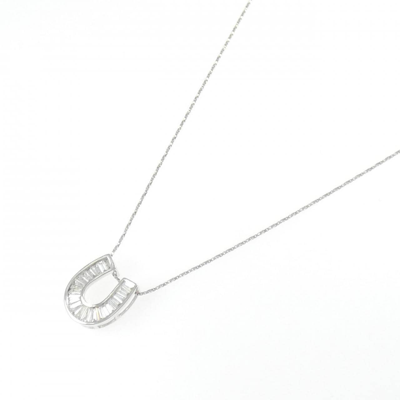 K18WG ホースシュー ダイヤモンド ネックレス