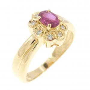 K18YG ルビー リング 0.33CT