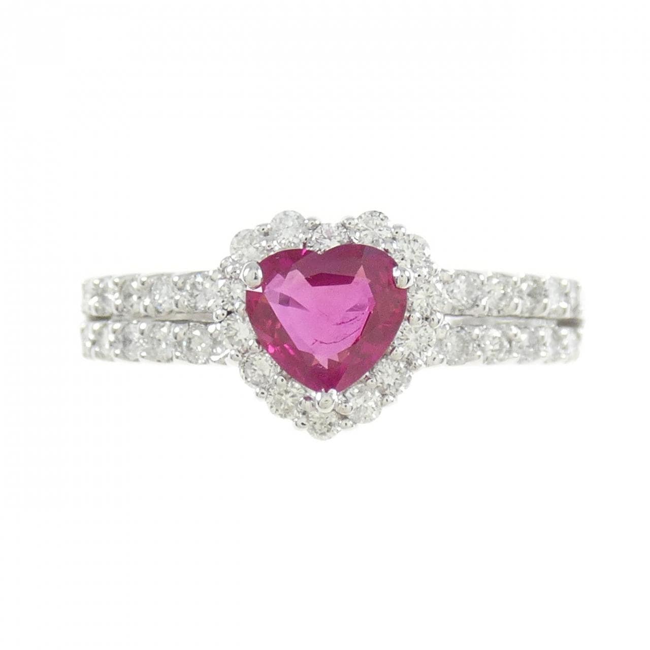 K18WG Heart Ruby Ring 0.80CT