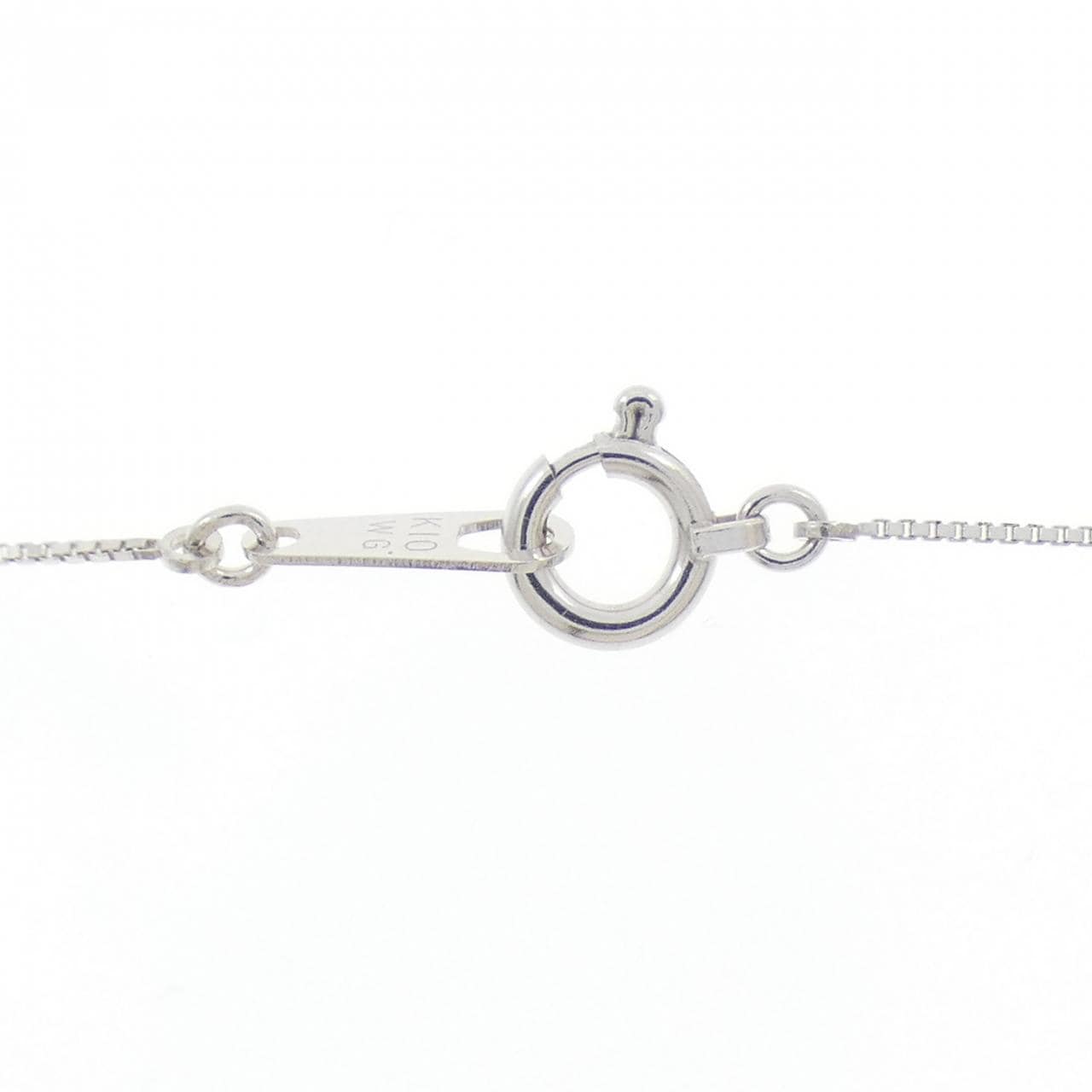 K10WG フラワー ダイヤモンド ネックレス 0.10CT