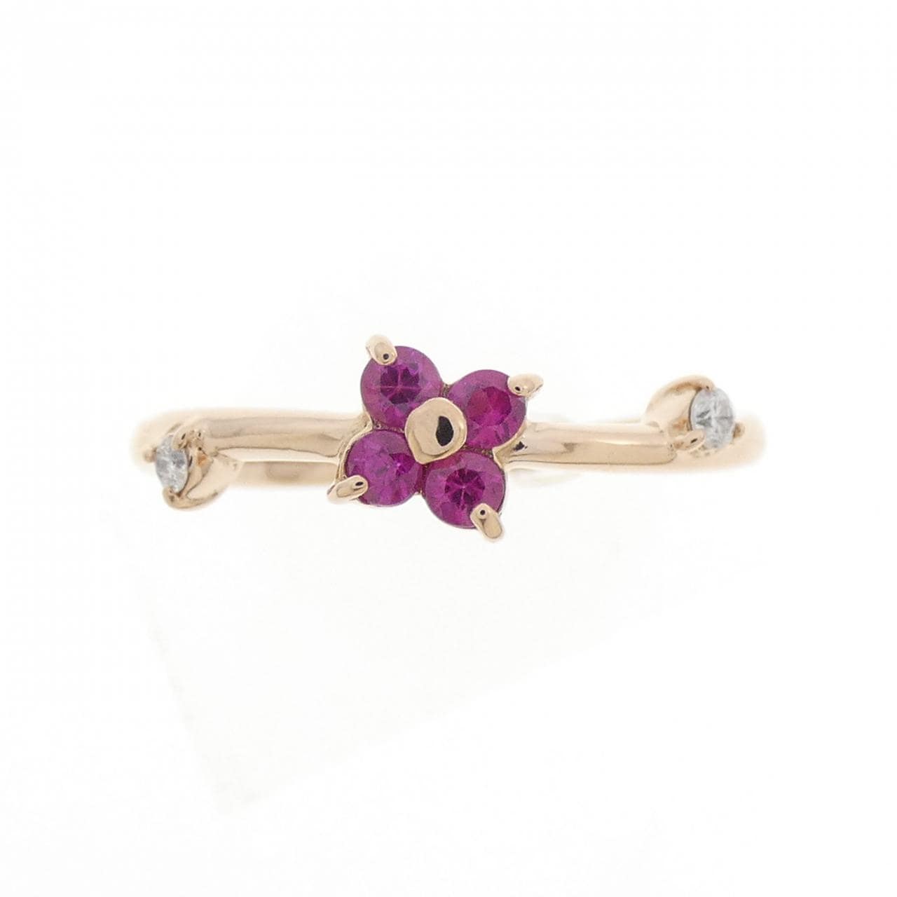 K18PG フラワー ルビー リング 0.17CT