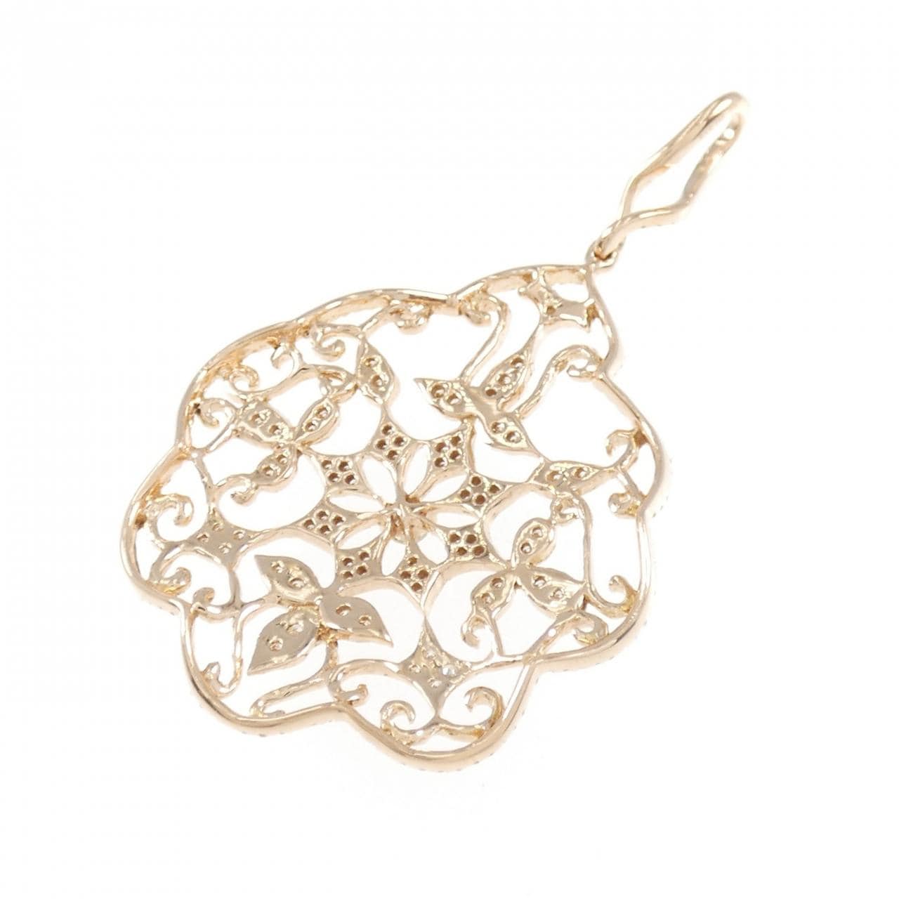 K18PG フラワー ダイヤモンド ペンダント 0.75CT