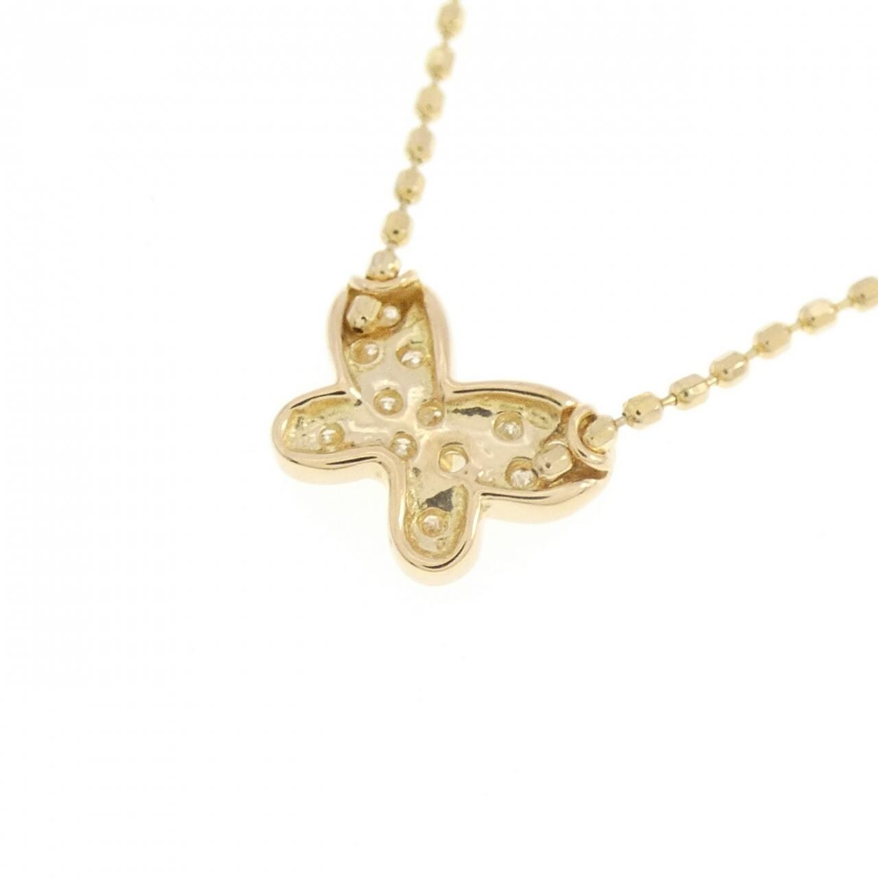 K18YG バタフライ ダイヤモンド ネックレス