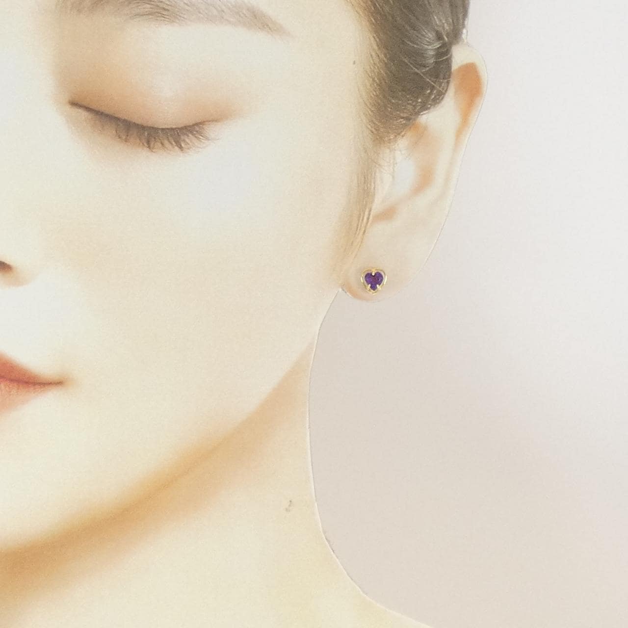 K18YG ハート アメジスト ピアス