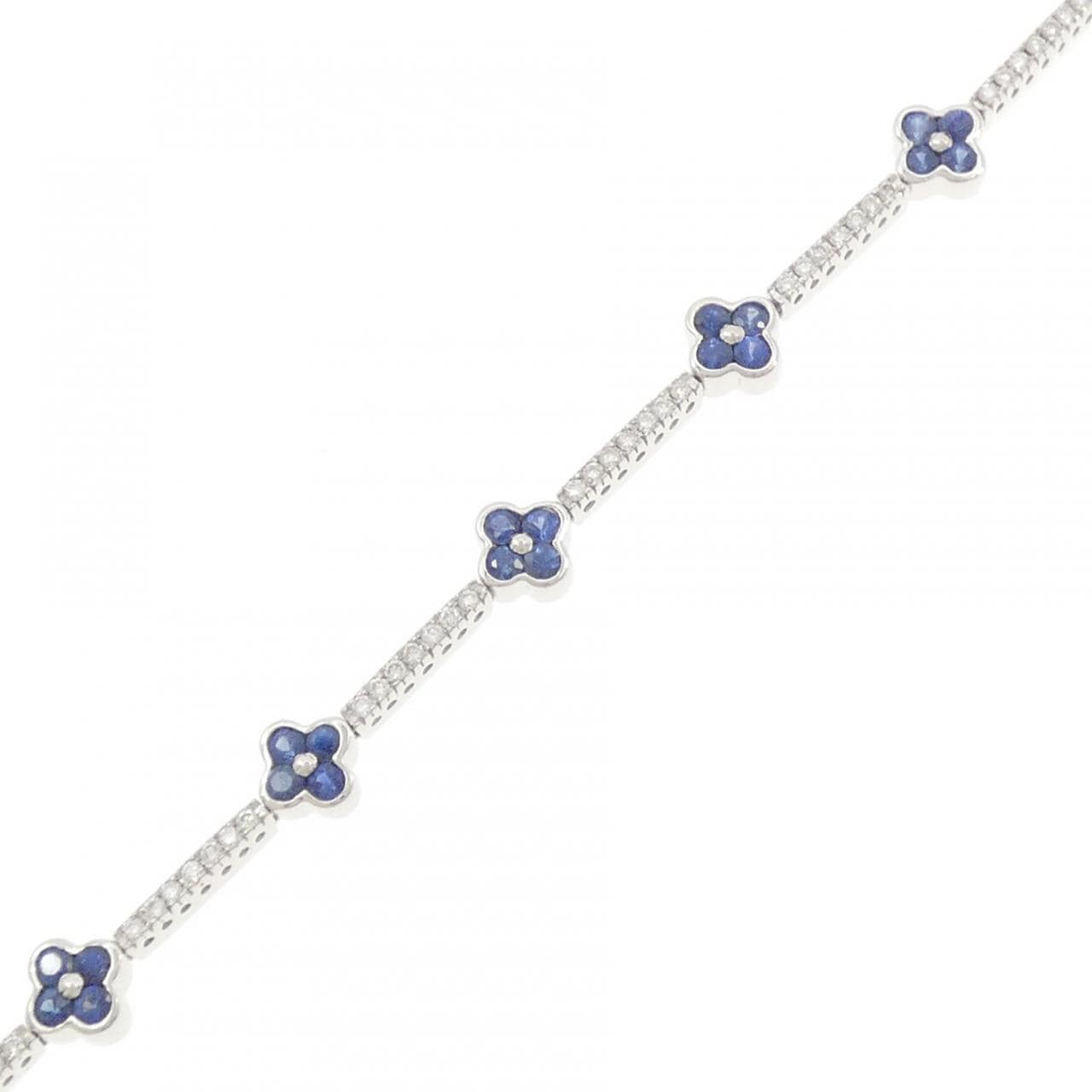 K18WG フラワー サファイヤ ブレスレット 2.25CT