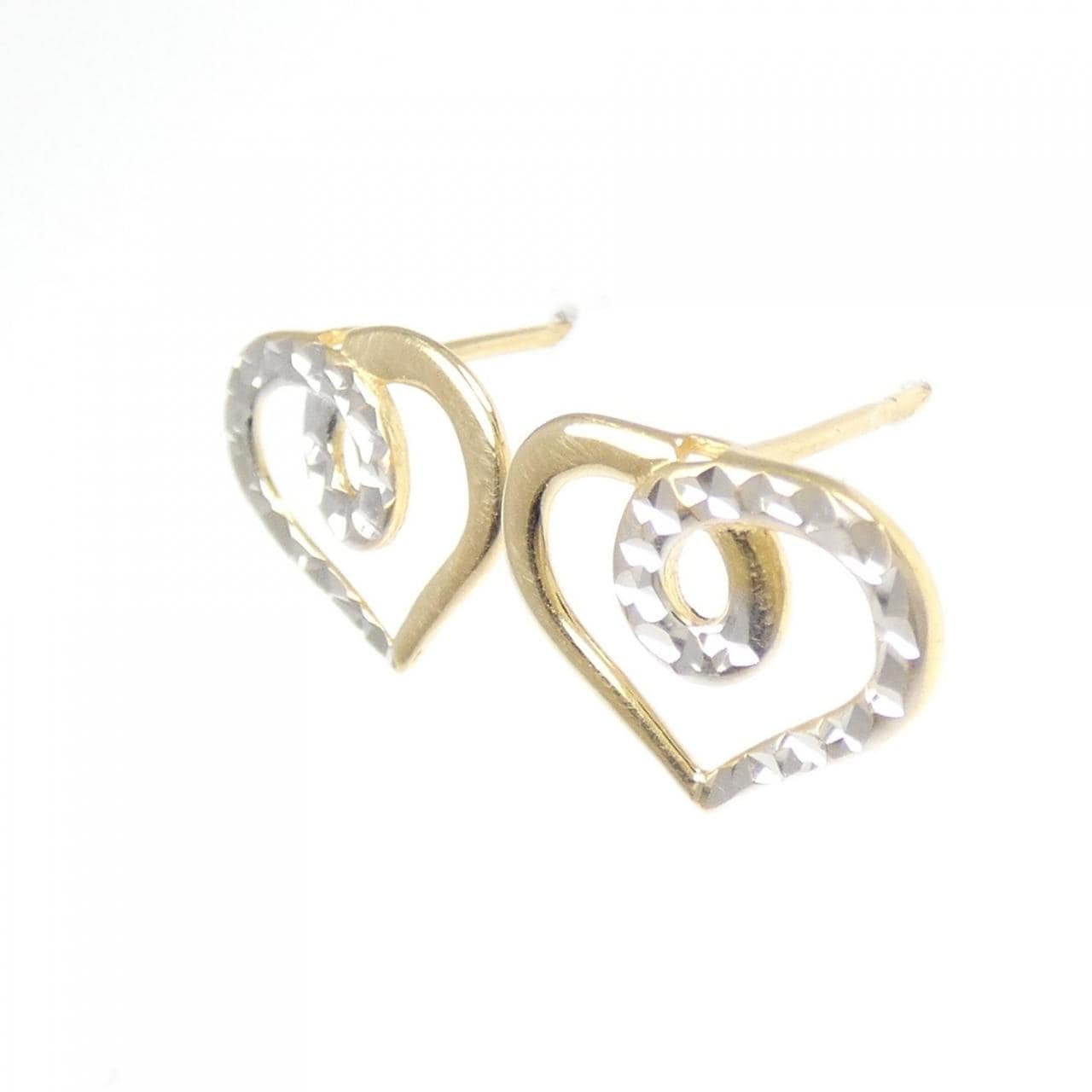 K18YG/K18WG/750YG ハート ピアス