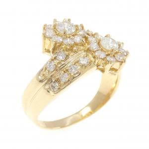K18YG フラワー ダイヤモンド リング 1.02CT